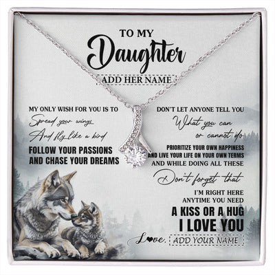Alluring Beauty Necklace 14K White Gold Finish | 1 | Personalized To My Daughter Gifts Necklace From Dad Mom Wolf My Only Wish For You Daughter Birthday Gifts Graduation Christmas Customized Gift Box Message Card | https://siriusteestore.