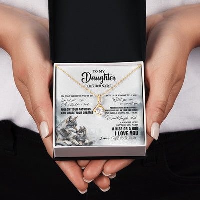 Alluring Beauty Necklace 18K Yellow Gold Finish | 2 | Personalized To My Daughter Gifts Necklace From Dad Mom Wolf My Only Wish For You Daughter Birthday Gifts Graduation Christmas Customized Gift Box Message Card | https://siriusteestore.