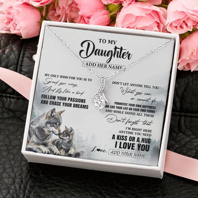 Alluring Beauty Necklace 14K White Gold Finish | 2 | Personalized To My Daughter Gifts Necklace From Dad Mom Wolf My Only Wish For You Daughter Birthday Gifts Graduation Christmas Customized Gift Box Message Card | https://siriusteestore.