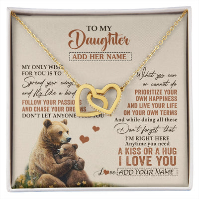 Interlocking Hearts Necklace 18K Yellow Gold Finish | 1 | Personalized To My Daughter Gifts Necklace From Mom Dad Bear My Only Wish For You Daughter Birthday Gifts Graduation Christmas Custom Gift Box Message Card | siriusteestore.myshopify