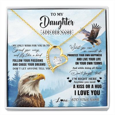 Forever Love Necklace 18K Yellow Gold Finish | 1 | Personalized To My Daughter Gifts Necklace From Mom Dad Eagle My Only Wish For You Daughter Birthday Gifts Graduation Christmas Custom Gift Box Message Card | siriusteestore.myshopify