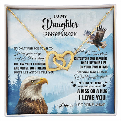 Interlocking Hearts Necklace 18K Yellow Gold Finish | 1 | Personalized To My Daughter Gifts Necklace From Mom Dad Eagle My Only Wish For You Daughter Birthday Gifts Graduation Christmas Custom Gift Box Message Card | siriusteestore.myshopify