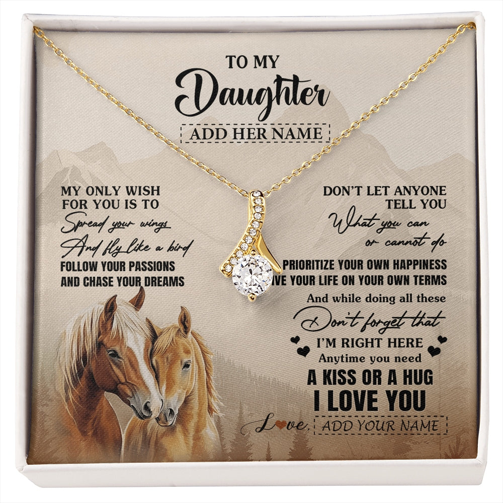 Alluring Beauty Necklace 18K Yellow Gold Finish | 1 | Personalized To My Daughter Gifts Necklace From Mom Dad Horse My Only Wish For You Daughter Birthday Gifts Graduation Christmas Custom Gift Box Message Card | https://siriusteestore.