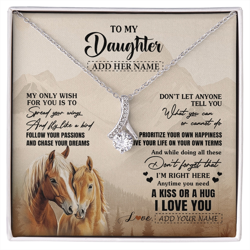Alluring Beauty Necklace 14K White Gold Finish | 1 | Personalized To My Daughter Gifts Necklace From Mom Dad Horse My Only Wish For You Daughter Birthday Gifts Graduation Christmas Custom Gift Box Message Card | https://siriusteestore.