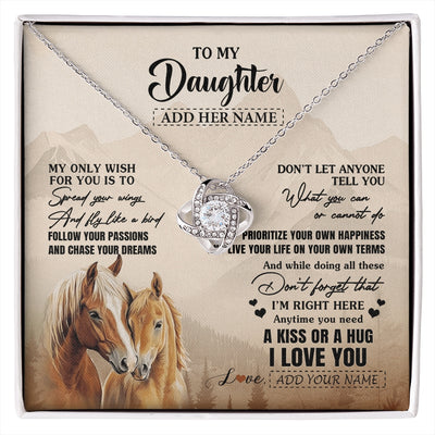 Love Knot Necklace 14K White Gold Finish | 1 | Personalized To My Daughter Gifts Necklace From Mom Dad Horse My Only Wish For You Daughter Birthday Gifts Graduation Christmas Custom Gift Box Message Card | https://siriusteestore.