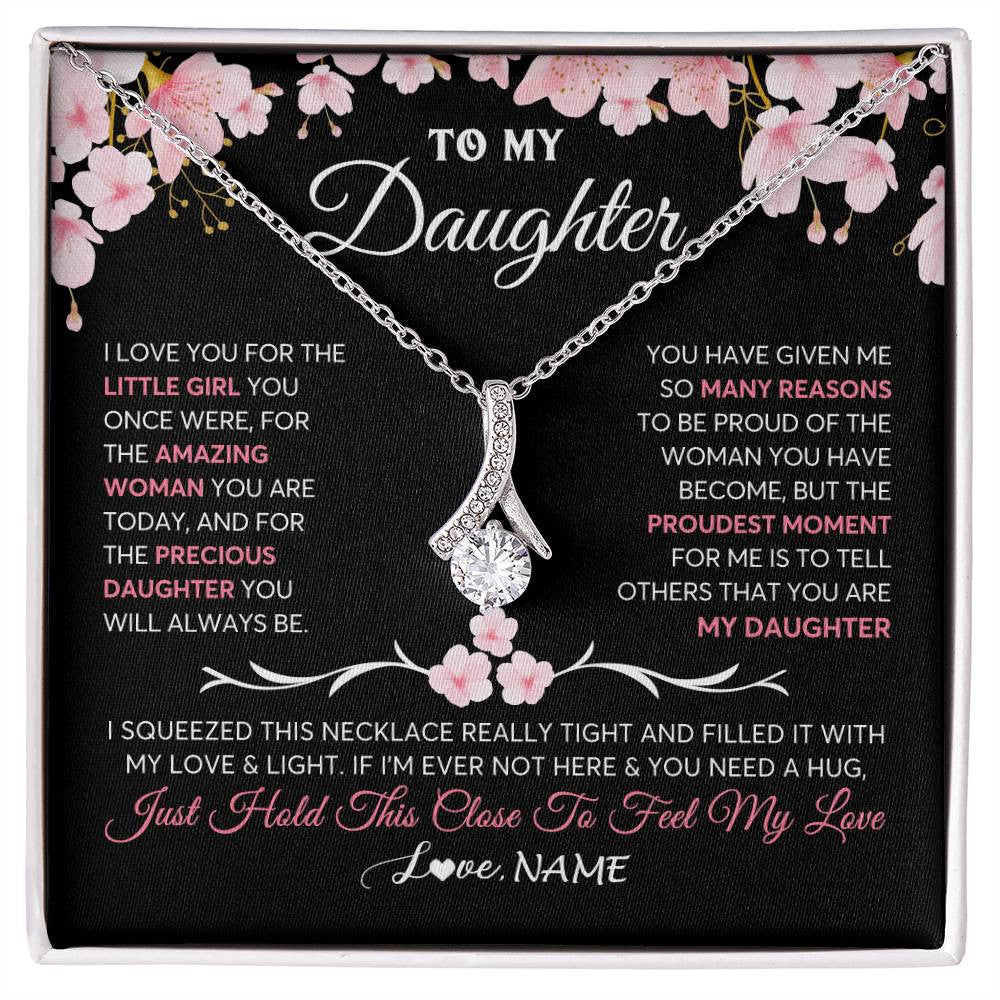 Alluring Beauty Necklace 14K White Gold Finish | 1 | Personalized To My Daughter Gifts Necklace From Mom Dad Mother Father Love Precious Daughter Birthday Graduation Christmas Customized Gift Box Message Card | siriusteestore