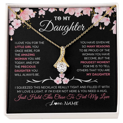 Alluring Beauty Necklace 18K Yellow Gold Finish | 1 | Personalized To My Daughter Gifts Necklace From Mom Dad Mother Father Love Precious Daughter Birthday Graduation Christmas Customized Gift Box Message Card | siriusteestore