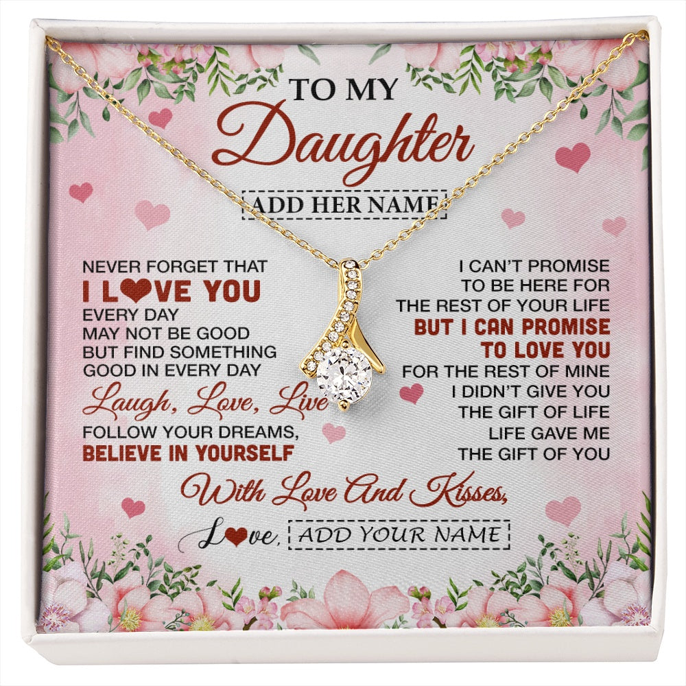 Alluring Beauty Necklace 18K Yellow Gold Finish | 1 | Personalized To My Daughter Gifts Necklace From Mom Dad Mother Floral I Love You Birthday Gifts For Daughter Graduation Christmas Customized Gift Box Message Card | https://siriusteestore.