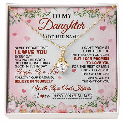 Alluring Beauty Necklace 18K Yellow Gold Finish | 1 | Personalized To My Daughter Gifts Necklace From Mom Dad Mother Floral I Love You Birthday Gifts For Daughter Graduation Christmas Customized Gift Box Message Card | https://siriusteestore.