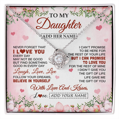 Love Knot Necklace 14K White Gold Finish | 1 | Personalized To My Daughter Gifts Necklace From Mom Dad Mother Floral I Love You Birthday Gifts For Daughter Graduation Christmas Customized Gift Box Message Card | https://siriusteestore.