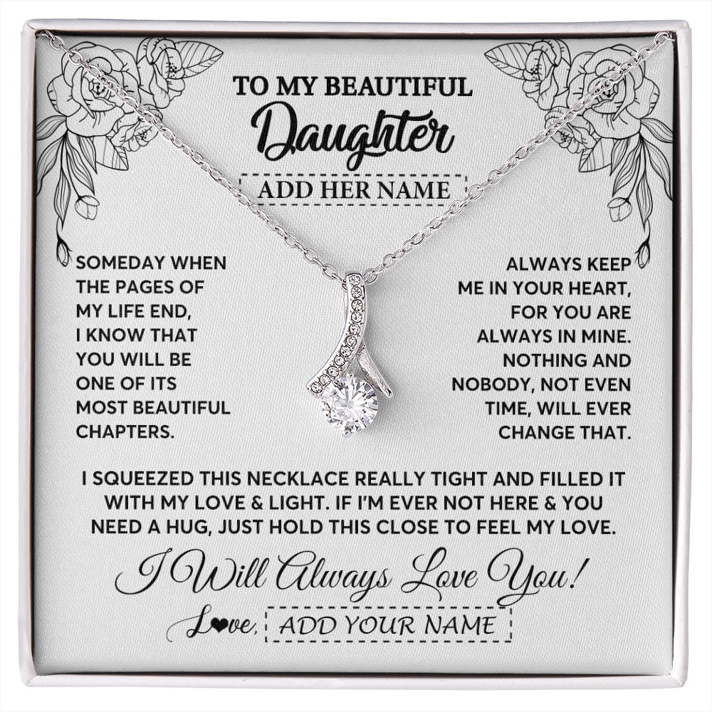 Alluring Beauty Necklace 14K White Gold Finish | 1 | Personalized To My Daughter Gifts Necklace From Mom Dad Someday When The Pages Birthday For Daughter Christmas Graduation Custom Jewelry Gift Box Message Card | https://siriusteestore.