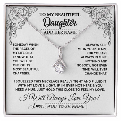 Alluring Beauty Necklace 14K White Gold Finish | 1 | Personalized To My Daughter Gifts Necklace From Mom Dad Someday When The Pages Birthday For Daughter Christmas Graduation Custom Jewelry Gift Box Message Card | https://siriusteestore.