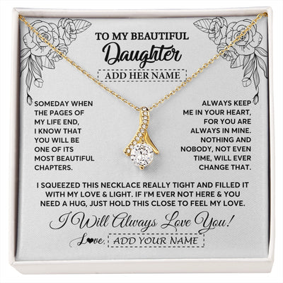Alluring Beauty Necklace 18K Yellow Gold Finish | 1 | Personalized To My Daughter Gifts Necklace From Mom Dad Someday When The Pages Birthday For Daughter Christmas Graduation Custom Jewelry Gift Box Message Card | https://siriusteestore.