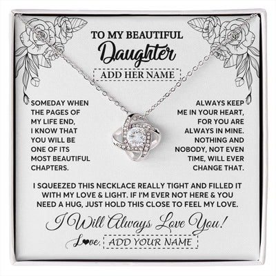 Love Knot Necklace 14K White Gold Finish | 1 | Personalized To My Daughter Gifts Necklace From Mom Dad Someday When The Pages Birthday For Daughter Christmas Graduation Custom Jewelry Gift Box Message Card | https://siriusteestore.