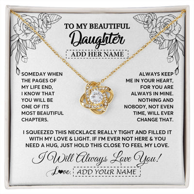 Love Knot Necklace 18K Yellow Gold Finish | 1 | Personalized To My Daughter Gifts Necklace From Mom Dad Someday When The Pages Birthday For Daughter Christmas Graduation Custom Jewelry Gift Box Message Card | https://siriusteestore.