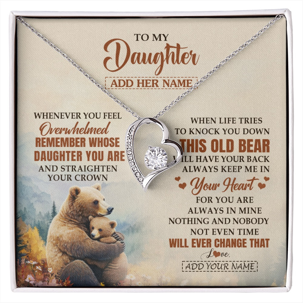 Forever Love Necklace 14K White Gold Finish | 1 | Personalized To My Daughter Gifts Necklace From Mom Dad Whenever Bear Unique Birthday Gifts For Daughter Graduation Christmas Customized Gift Box Message Card | siriusteestore.myshopify