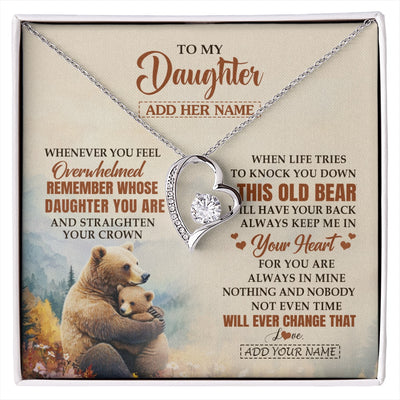 Forever Love Necklace 14K White Gold Finish | 1 | Personalized To My Daughter Gifts Necklace From Mom Dad Whenever Bear Unique Birthday Gifts For Daughter Graduation Christmas Customized Gift Box Message Card | siriusteestore.myshopify
