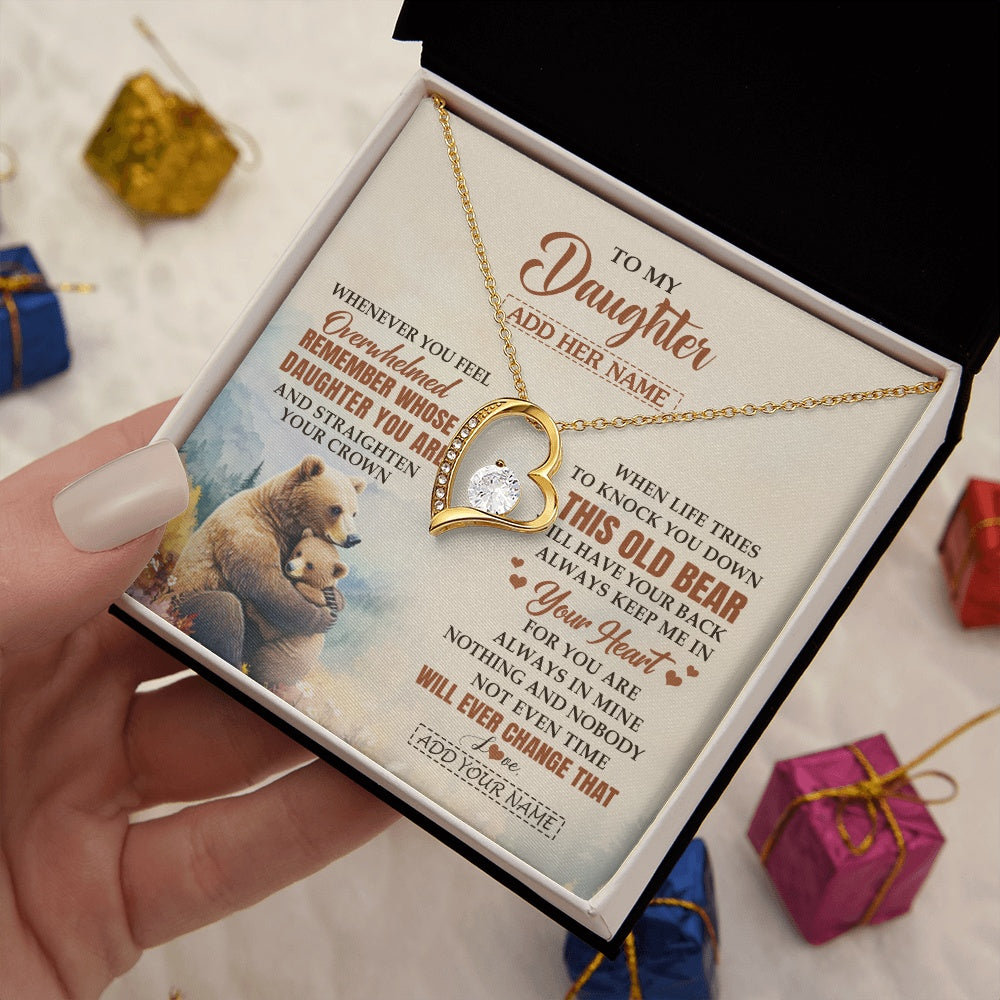 Forever Love Necklace 18K Yellow Gold Finish | 2 | Personalized To My Daughter Gifts Necklace From Mom Dad Whenever Bear Unique Birthday Gifts For Daughter Graduation Christmas Customized Gift Box Message Card | siriusteestore.myshopify