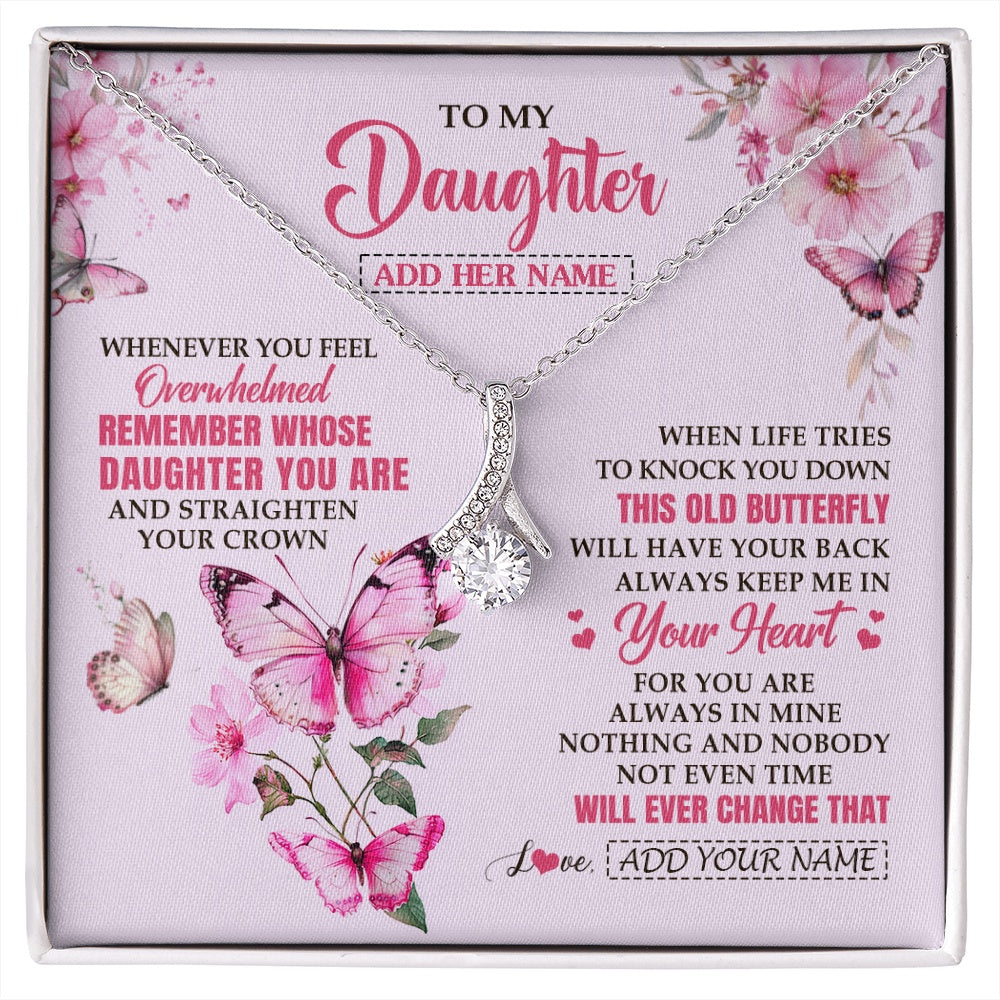 Alluring Beauty Necklace 14K White Gold Finish | 1 | Personalized To My Daughter Gifts Necklace From Mom Dad Whenever Butterfly Unique Birthday Gifts Daughter Graduation Christmas Custom Gift Box Message Card | siriusteestore.myshopify