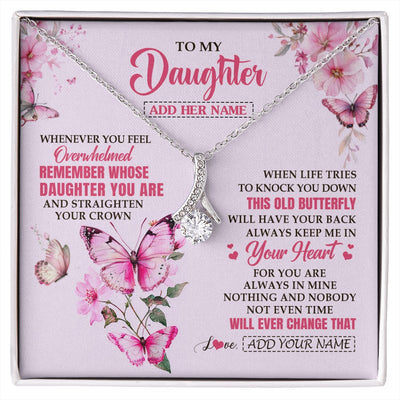 Alluring Beauty Necklace 14K White Gold Finish | 1 | Personalized To My Daughter Gifts Necklace From Mom Dad Whenever Butterfly Unique Birthday Gifts Daughter Graduation Christmas Custom Gift Box Message Card | siriusteestore.myshopify