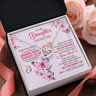 Interlocking Hearts Necklace Stainless Steel & Rose Gold Finish | 2 | Personalized To My Daughter Gifts Necklace From Mom Dad Whenever Butterfly Unique Birthday Gifts Daughter Graduation Christmas Custom Gift Box Message Card | siriusteestore.myshopify