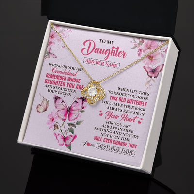 Love Knot Necklace 18K Yellow Gold Finish | 2 | Personalized To My Daughter Gifts Necklace From Mom Dad Whenever Butterfly Unique Birthday Gifts Daughter Graduation Christmas Custom Gift Box Message Card | siriusteestore.myshopify