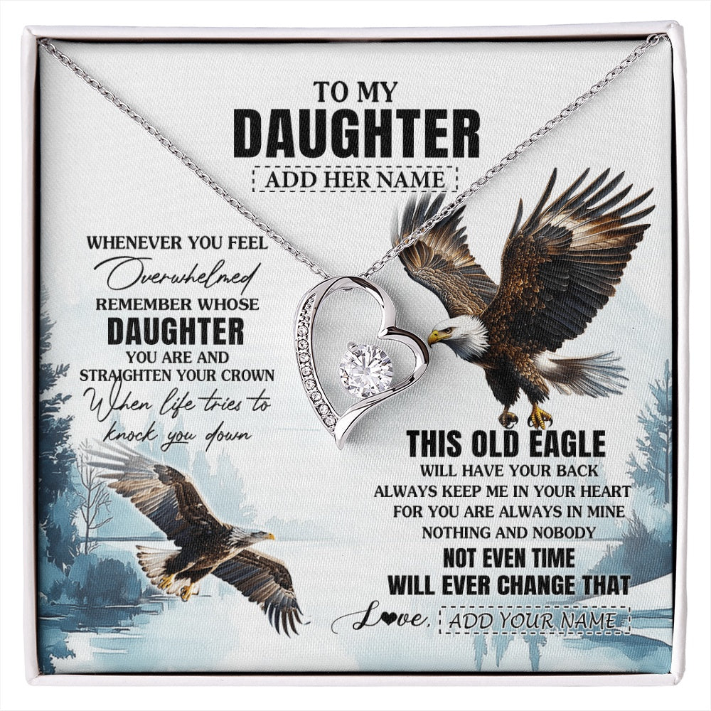 Forever Love Necklace 14K White Gold Finish | 1 | Personalized To My Daughter Gifts Necklace From Mom Dad Whenever Eagle Unique Birthday Gifts For Daughter Christmas Custom Keepsake Gift Box Message Card | https://siriusteestore.