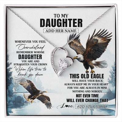 Forever Love Necklace 14K White Gold Finish | 1 | Personalized To My Daughter Gifts Necklace From Mom Dad Whenever Eagle Unique Birthday Gifts For Daughter Christmas Custom Keepsake Gift Box Message Card | https://siriusteestore.