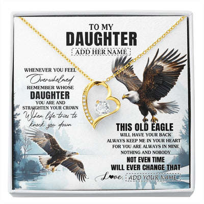 Forever Love Necklace 18K Yellow Gold Finish | 1 | Personalized To My Daughter Gifts Necklace From Mom Dad Whenever Eagle Unique Birthday Gifts For Daughter Christmas Custom Keepsake Gift Box Message Card | https://siriusteestore.