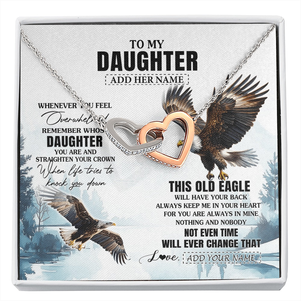 Interlocking Hearts Necklace Stainless Steel & Rose Gold Finish | 1 | Personalized To My Daughter Gifts Necklace From Mom Dad Whenever Eagle Unique Birthday Gifts For Daughter Christmas Custom Keepsake Gift Box Message Card | https://siriusteestore.