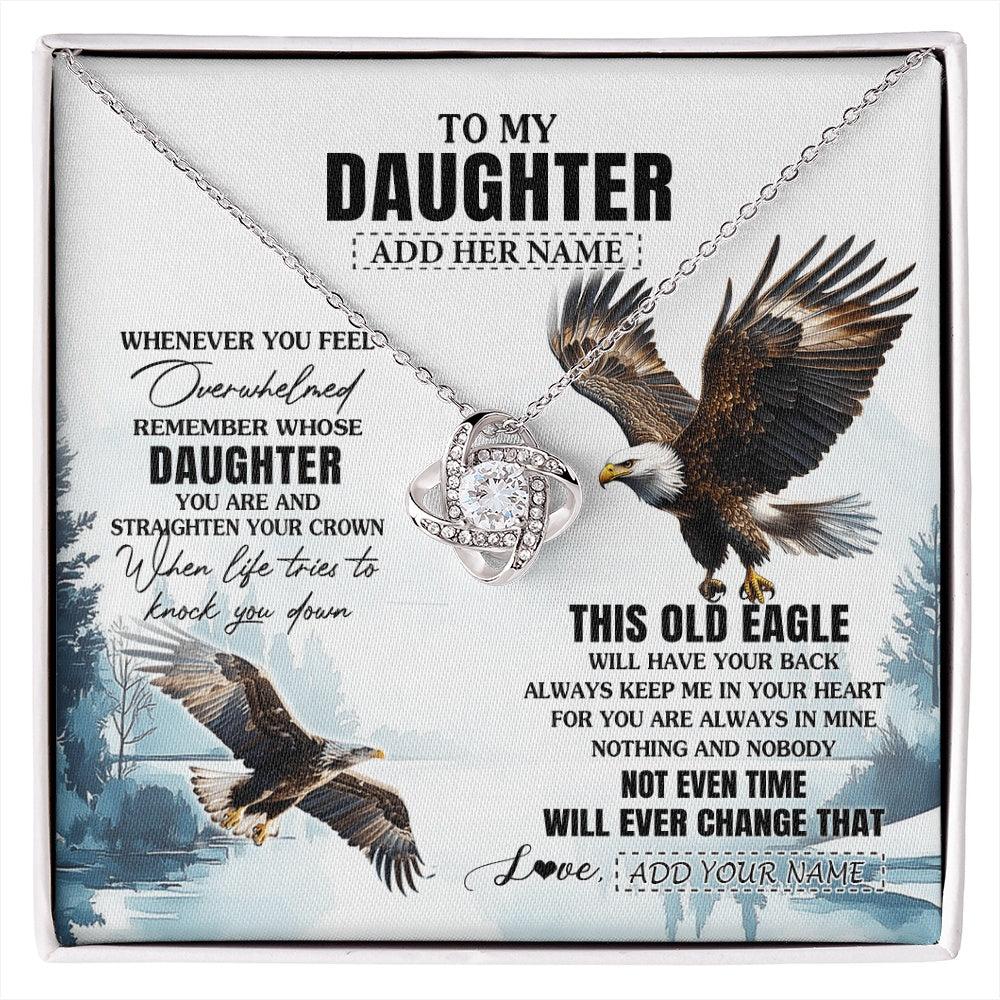 Love Knot Necklace 14K White Gold Finish | 1 | Personalized To My Daughter Gifts Necklace From Mom Dad Whenever Eagle Unique Birthday Gifts For Daughter Christmas Custom Keepsake Gift Box Message Card | https://siriusteestore.