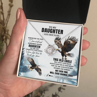Love Knot Necklace 14K White Gold Finish | 2 | Personalized To My Daughter Gifts Necklace From Mom Dad Whenever Eagle Unique Birthday Gifts For Daughter Christmas Custom Keepsake Gift Box Message Card | https://siriusteestore.