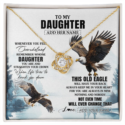 Love Knot Necklace 18K Yellow Gold Finish | 1 | Personalized To My Daughter Gifts Necklace From Mom Dad Whenever Eagle Unique Birthday Gifts For Daughter Christmas Custom Keepsake Gift Box Message Card | https://siriusteestore.