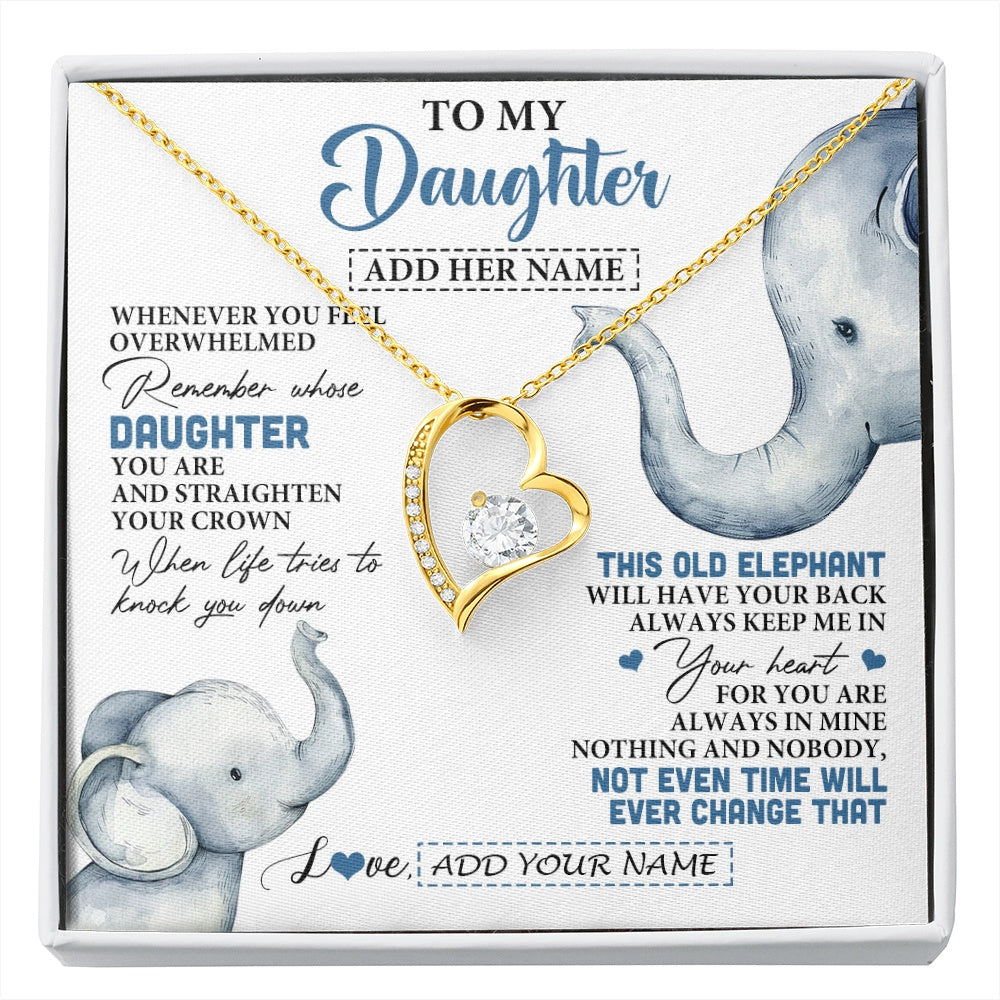 Forever Love Necklace 18K Yellow Gold Finish | 1 | Personalized To My Daughter Gifts Necklace From Mom Dad Whenever Elephant Unique Birthday Gifts For Daughter Graduation Christmas Custom Gift Box Message Card | siriusteestore.myshopify