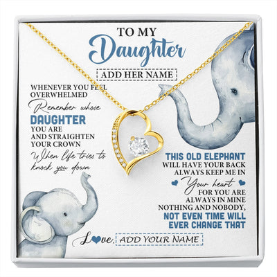 Forever Love Necklace 18K Yellow Gold Finish | 1 | Personalized To My Daughter Gifts Necklace From Mom Dad Whenever Elephant Unique Birthday Gifts For Daughter Graduation Christmas Custom Gift Box Message Card | siriusteestore.myshopify
