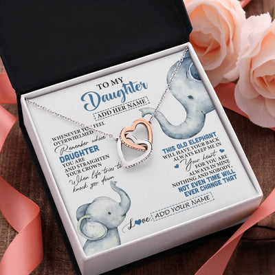 Interlocking Hearts Necklace Stainless Steel & Rose Gold Finish | 2 | Personalized To My Daughter Gifts Necklace From Mom Dad Whenever Elephant Unique Birthday Gifts For Daughter Graduation Christmas Custom Gift Box Message Card | siriusteestore.myshopify