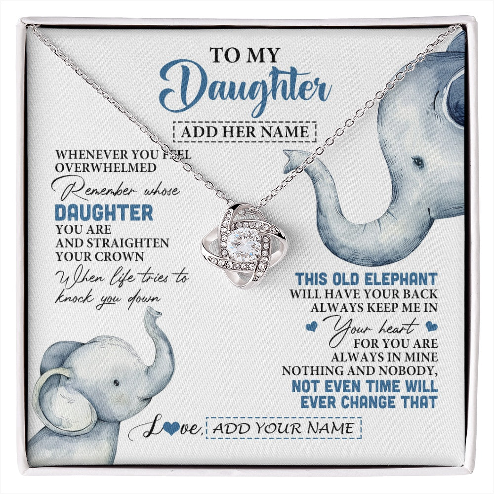 Love Knot Necklace 14K White Gold Finish | 1 | Personalized To My Daughter Gifts Necklace From Mom Dad Whenever Elephant Unique Birthday Gifts For Daughter Graduation Christmas Custom Gift Box Message Card | siriusteestore.myshopify