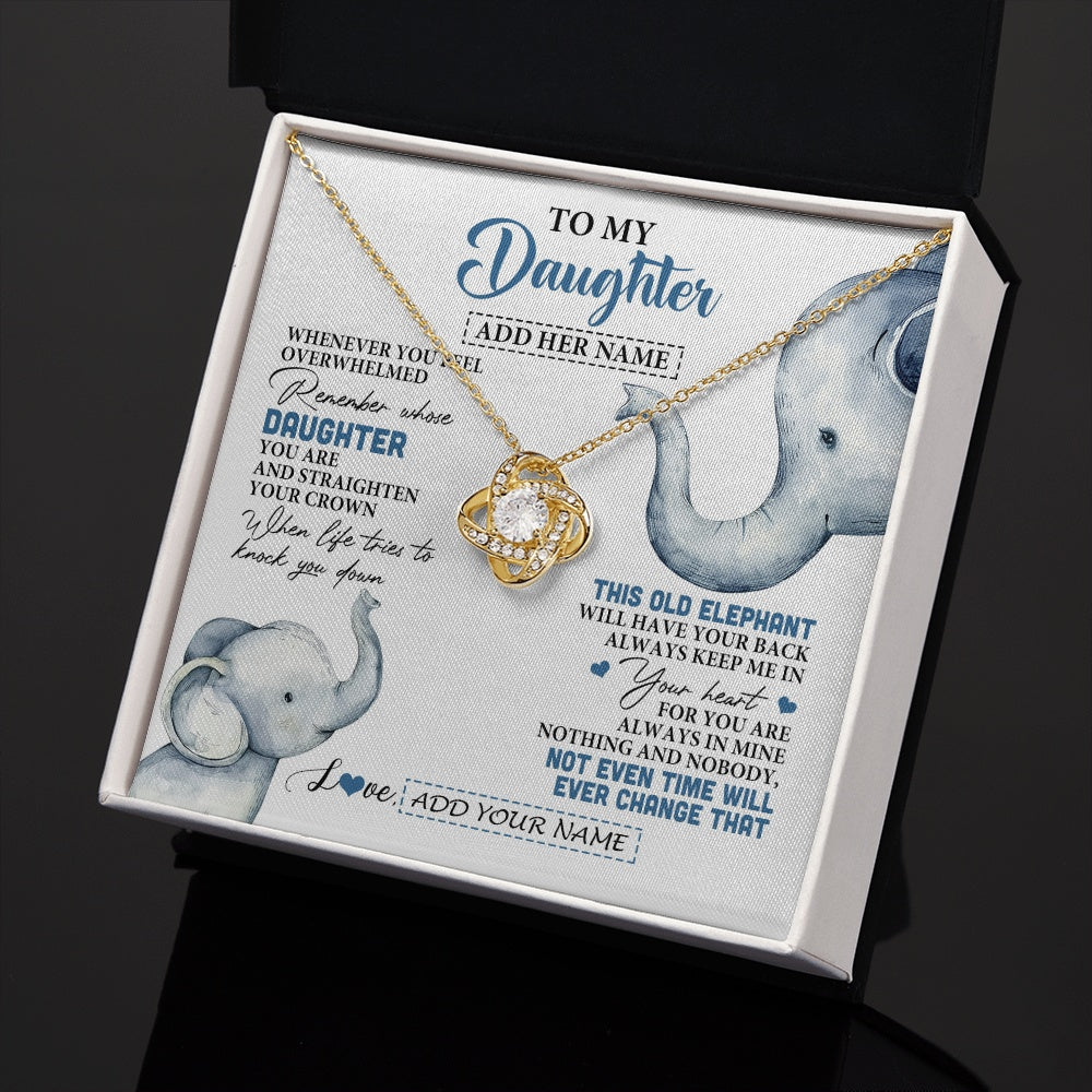Love Knot Necklace 18K Yellow Gold Finish | 2 | Personalized To My Daughter Gifts Necklace From Mom Dad Whenever Elephant Unique Birthday Gifts For Daughter Graduation Christmas Custom Gift Box Message Card | siriusteestore.myshopify