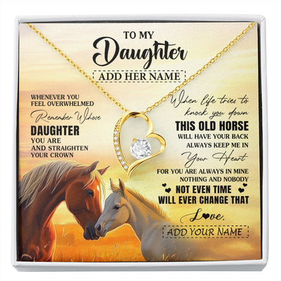 Forever Love Necklace 18K Yellow Gold Finish | 1 | Personalized To My Daughter Gifts Necklace From Mom Dad Whenever Horse Unique Birthday Gifts For Daughter Graduation Christmas Custom Gift Box Message Card | siriusteestore.myshopify
