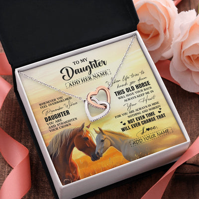 Interlocking Hearts Necklace Stainless Steel & Rose Gold Finish | 2 | Personalized To My Daughter Gifts Necklace From Mom Dad Whenever Horse Unique Birthday Gifts For Daughter Graduation Christmas Custom Gift Box Message Card | siriusteestore.myshopify