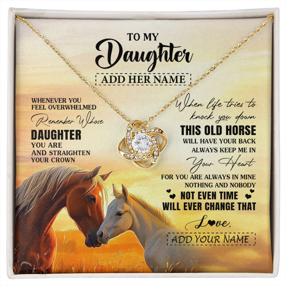 Love Knot Necklace 18K Yellow Gold Finish | 1 | Personalized To My Daughter Gifts Necklace From Mom Dad Whenever Horse Unique Birthday Gifts For Daughter Graduation Christmas Custom Gift Box Message Card | siriusteestore.myshopify
