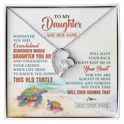 Forever Love Necklace 14K White Gold Finish | 1 | Personalized To My Daughter Gifts Necklace From Mom Dad Whenever Turtle Unique Birthday Gifts For Daughter Graduation Christmas Custom Gift Box Message Card | https://siriusteestore.