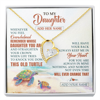 Forever Love Necklace 18K Yellow Gold Finish | 1 | Personalized To My Daughter Gifts Necklace From Mom Dad Whenever Turtle Unique Birthday Gifts For Daughter Graduation Christmas Custom Gift Box Message Card | https://siriusteestore.