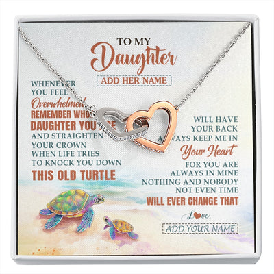 Interlocking Hearts Necklace Stainless Steel & Rose Gold Finish | 1 | Personalized To My Daughter Gifts Necklace From Mom Dad Whenever Turtle Unique Birthday Gifts For Daughter Graduation Christmas Custom Gift Box Message Card | https://siriusteestore.