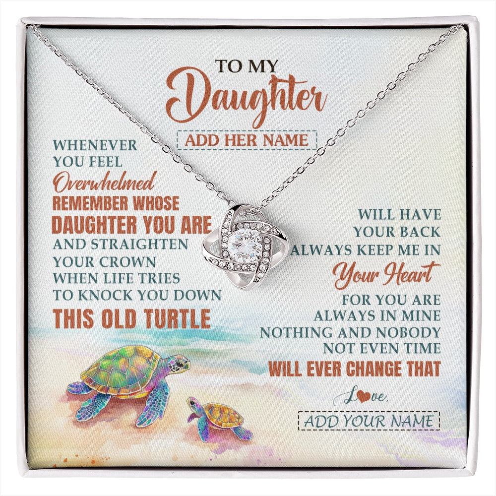 Love Knot Necklace 14K White Gold Finish | 1 | Personalized To My Daughter Gifts Necklace From Mom Dad Whenever Turtle Unique Birthday Gifts For Daughter Graduation Christmas Custom Gift Box Message Card | https://siriusteestore.
