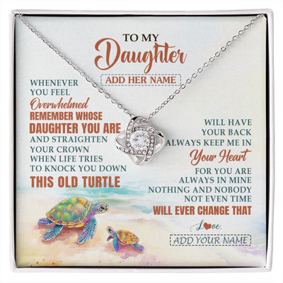 Love Knot Necklace 14K White Gold Finish | 1 | Personalized To My Daughter Gifts Necklace From Mom Dad Whenever Turtle Unique Birthday Gifts For Daughter Graduation Christmas Custom Gift Box Message Card | https://siriusteestore.
