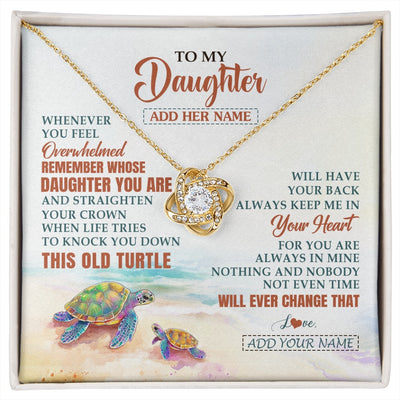 Love Knot Necklace 18K Yellow Gold Finish | 1 | Personalized To My Daughter Gifts Necklace From Mom Dad Whenever Turtle Unique Birthday Gifts For Daughter Graduation Christmas Custom Gift Box Message Card | https://siriusteestore.