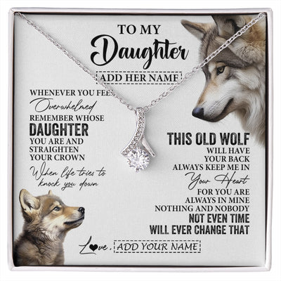 Alluring Beauty Necklace 14K White Gold Finish | 1 | Personalized To My Daughter Gifts Necklace From Mom Dad Whenever Wolf Unique Birthday Gifts For Daughter Graduation Christmas Custom Gift Box Message Card | https://siriusteestore.