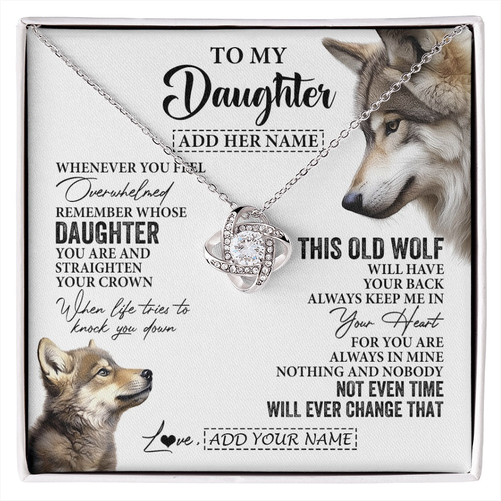 Love Knot Necklace 14K White Gold Finish | 1 | Personalized To My Daughter Gifts Necklace From Mom Dad Whenever Wolf Unique Birthday Gifts For Daughter Graduation Christmas Custom Gift Box Message Card | https://siriusteestore.