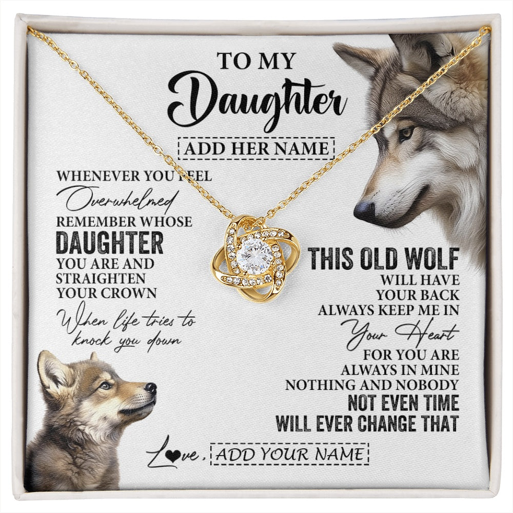 Love Knot Necklace 18K Yellow Gold Finish | 1 | Personalized To My Daughter Gifts Necklace From Mom Dad Whenever Wolf Unique Birthday Gifts For Daughter Graduation Christmas Custom Gift Box Message Card | https://siriusteestore.